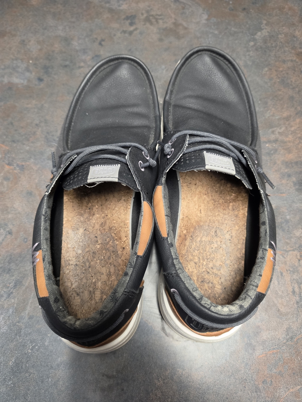 Men's Hey Dude Welsh Grip Heathered Mesh Black Boat Shoes - Picture 9 of 11